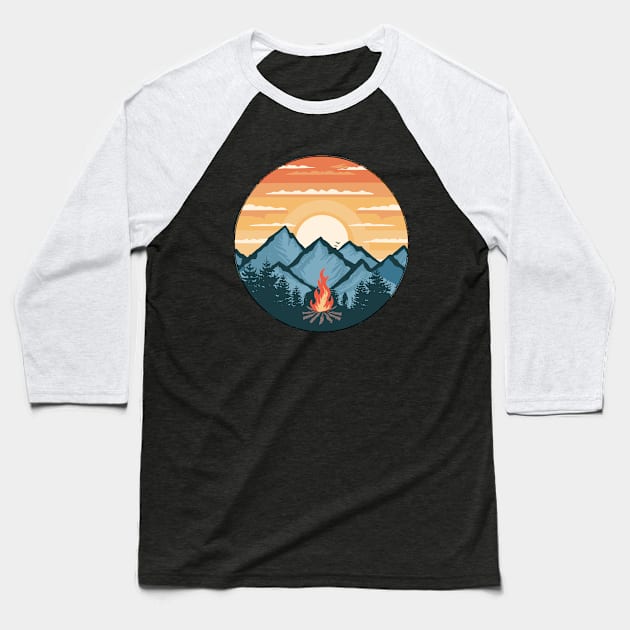 campfire Baseball T-Shirt by Roshan